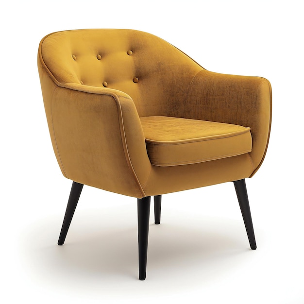 Fauteuil en cuir jaune isolé sur fond blanc