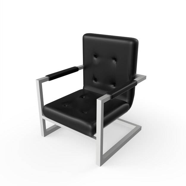 Fauteuil en cuir noir modélisation 3d