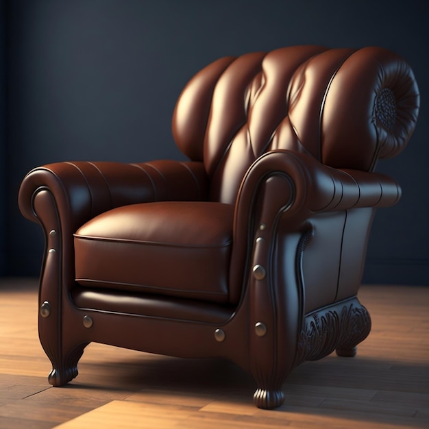 Un fauteuil en cuir rendu 3d varie