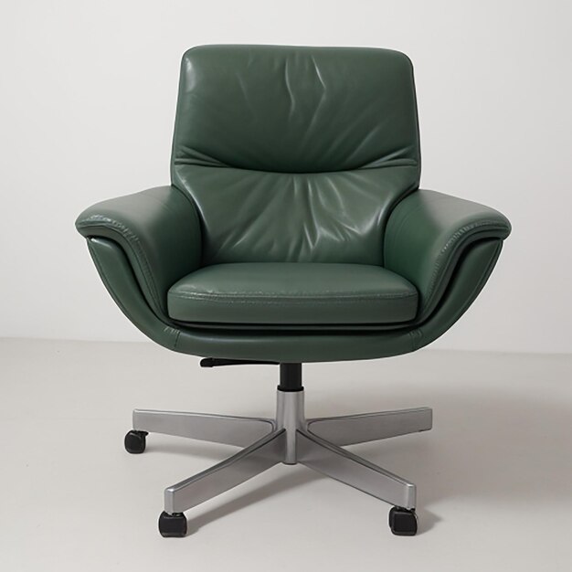 Fauteuil en cuir vert isolé sur fond blanc