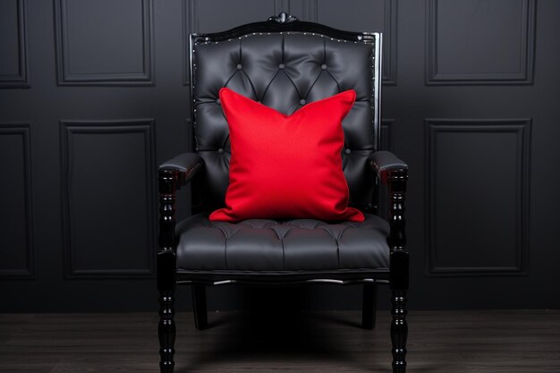 Photo fauteuil de designer moderne avec oreiller rouge