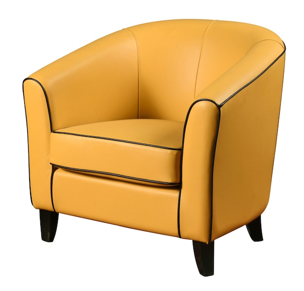 Fauteuil élégant en cuir de couleur jaune