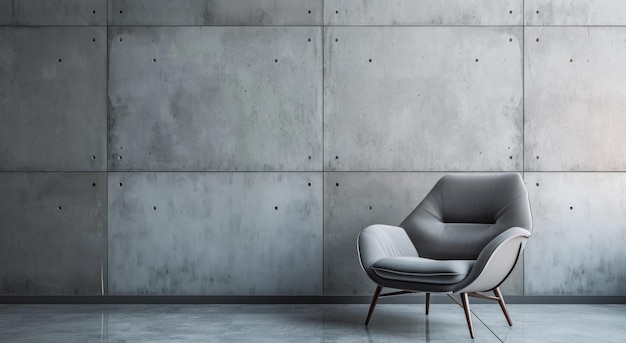 Photo fauteuil gris à côté d'un mur de béton