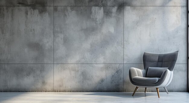 fauteuil gris à côté d'un mur de béton