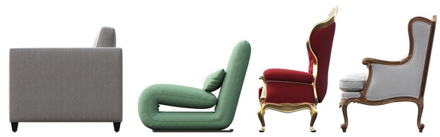 fauteuil isolé sur fond blanc, mobilier d'intérieur, illustration 3D, rendu cg