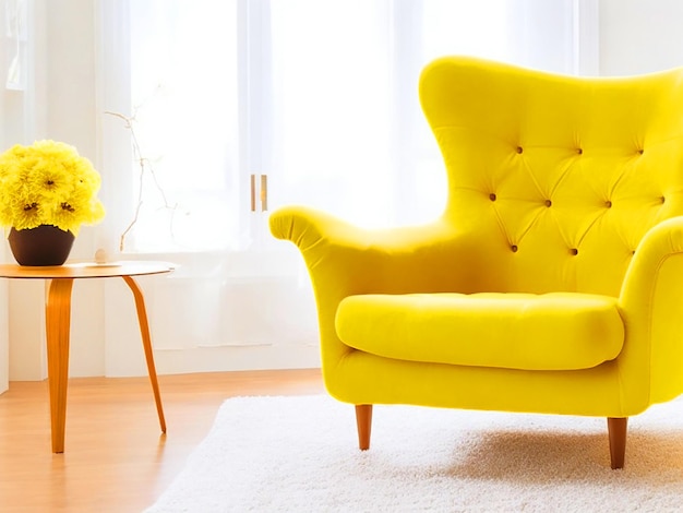 Photo fauteuil jaune dans le salon images hd