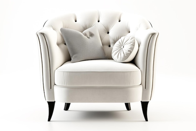 Un fauteuil luxueux en velours blanc au design contemporain élégant