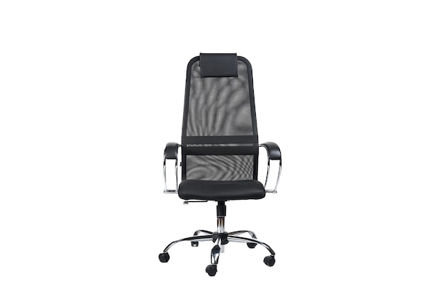 Fauteuil noir de bureau sur fond blanc