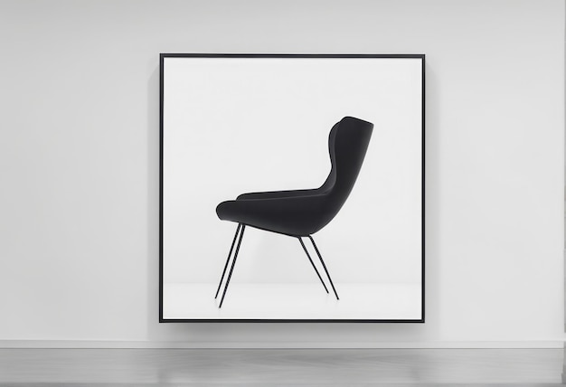 fauteuil noir vide et cadre blanc sur fond blanc fauteuil noir vide et cadre blanc sur fond blanc