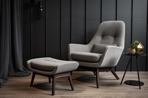 Fauteuil et pouf du milieu du siècle aux lignes épurées et au style intemporel