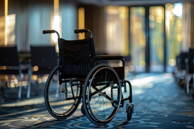 Photo un fauteuil roulant placé à côté de la porte