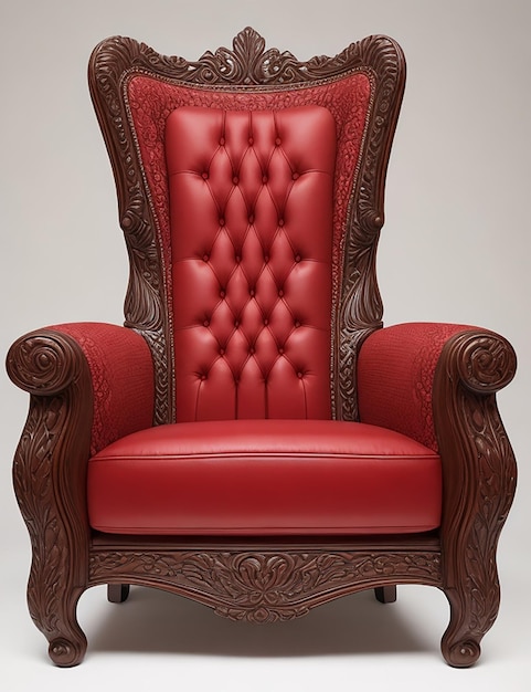 Fauteuil vintage rouge dans un style réaliste avec un fond blanc