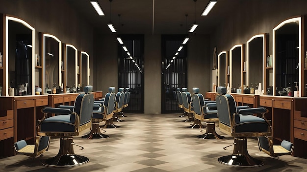 Des fauteuils de luxe dans un salon de barbier