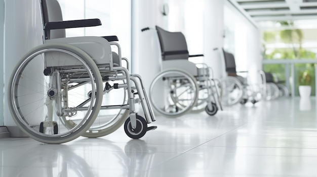 Fauteuils roulants à l'hôpital attendant de servir les patients