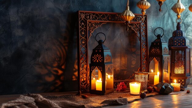 Photo fawanis époustouflante lanterne à bougies du ramadan