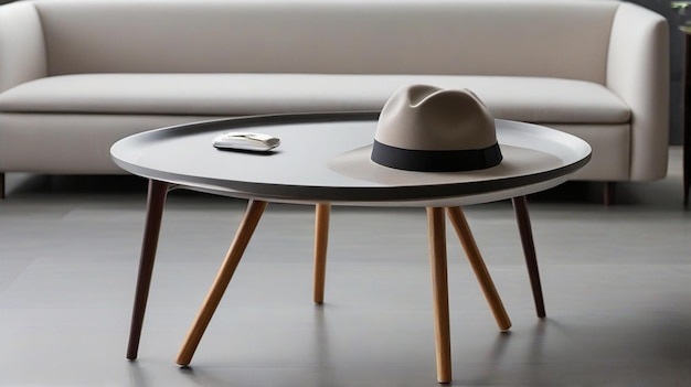 Photo un fedora élégant et sophistiqué perché sur une table moderne