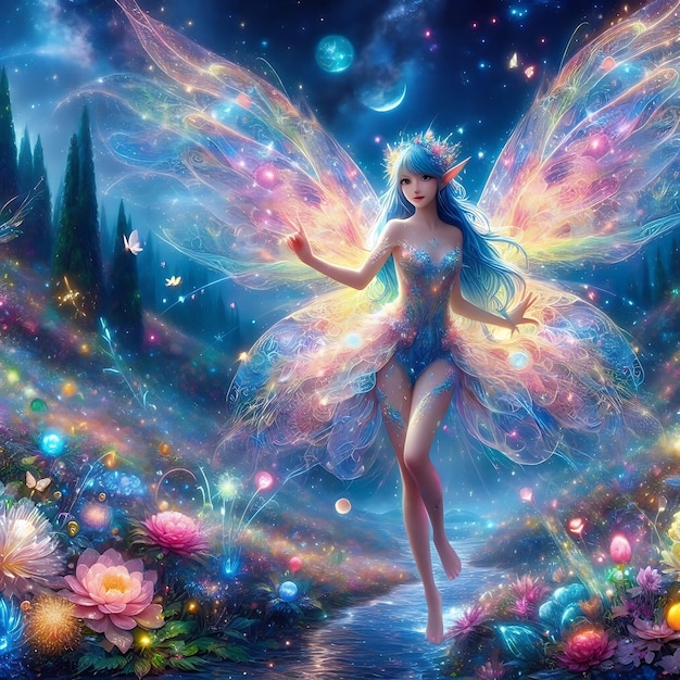 une fée avec des ailes qui dit ange sur le fond