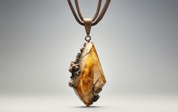 Feldspar collier de roche avec sa sangle isolée sur fond blanc