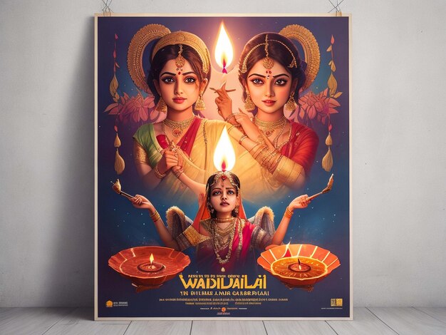Photo félicitations de diwali décoration rangoli avec diya ou conception d'illustration vectorielle de lampe
