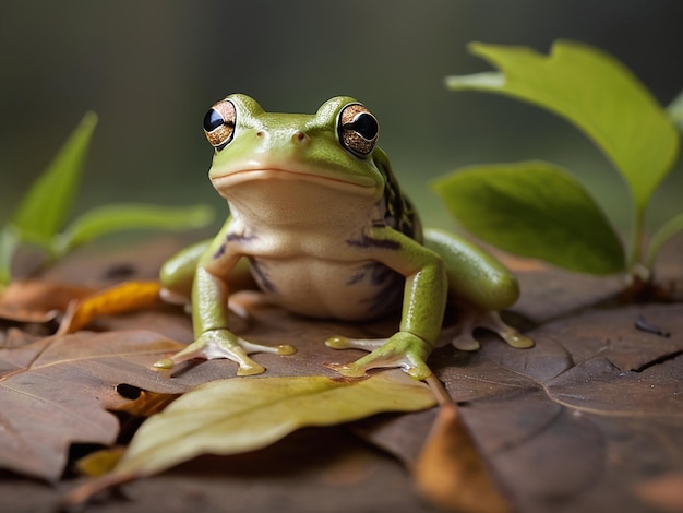 Félicitations pour la fête du 29 février, un concept spécial pour l'année bissextile avec une grenouille souriante.