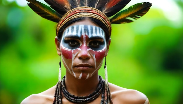 une femme aborigène au visage indigène peint