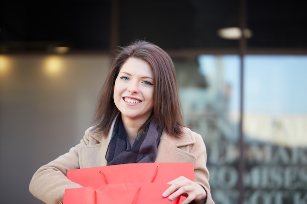 Femme, achats, centre commercial