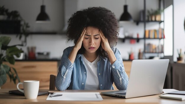 Photo une femme adulte stressée à la maison.