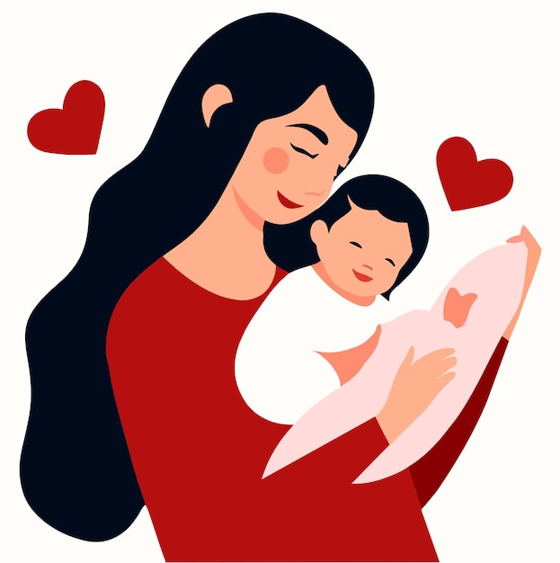 femme adulte tenant son bébé fils avec amour concept minimaliste de la maternité