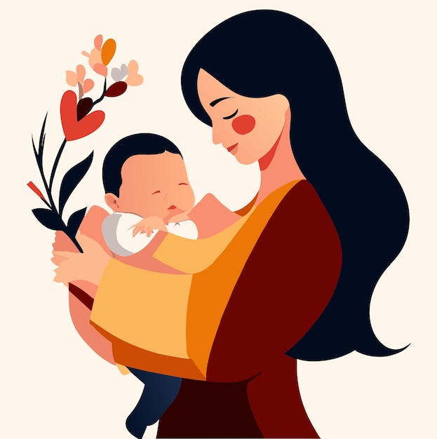 femme adulte tenant son bébé fils avec amour concept minimaliste de la maternité