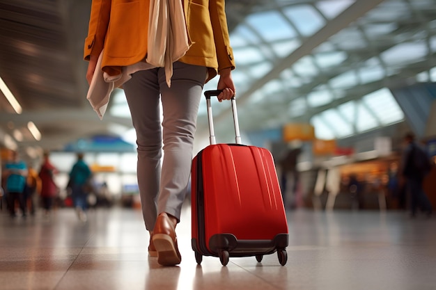 Femme à l'aéroport avec une valise 1