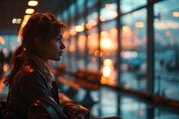 femme à l'aéroport