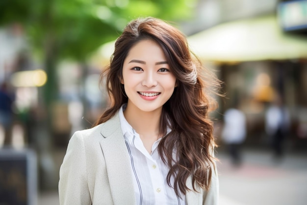 femme affaires asiatique, sourire