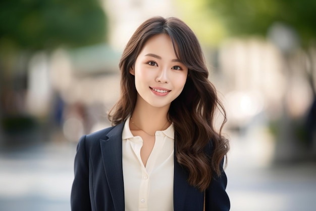 femme affaires asiatique, sourire