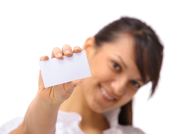 femme d'affaires avec carte de visite