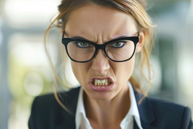 Photo une femme d'affaires en colère.