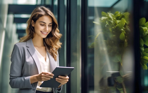 Une femme d'affaires confiante dans un environnement urbain