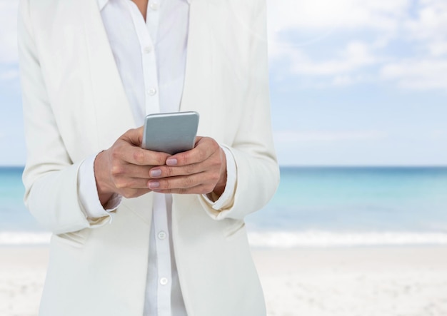 femme affaires, dans, nature, plage