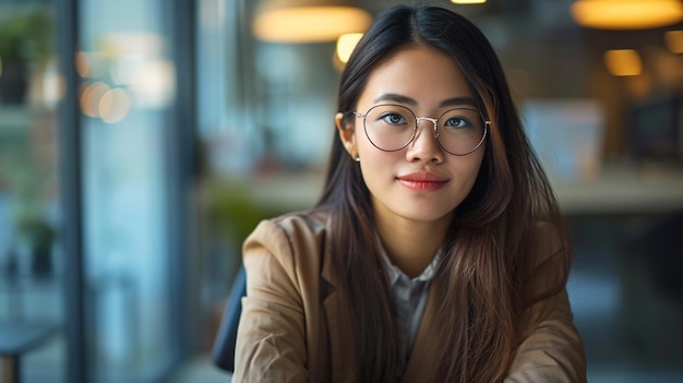 femme d'affaires est assise au bureau