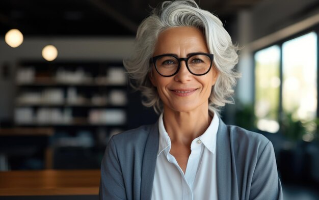 Femme d'affaires avec une forte présence dans la finance AI générative