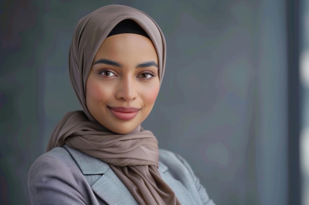 Une femme d'affaires en hijab avec un visage expressif