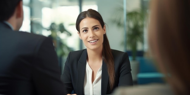 Photo une femme d'affaires interviewant un demandeur d'emploi ia générative