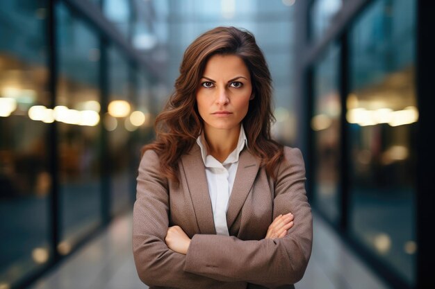 Une femme d'affaires latine confiante dans un bureau urbain