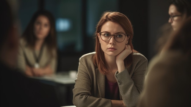 Femme d'affaires mature Brainstorming avec l'équipe dans un brainstorming dans la salle de conférence Generative AI AIG22