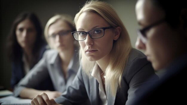 Femme d'affaires mature Brainstorming avec l'équipe dans un brainstorming dans la salle de conférence Generative AI AIG22