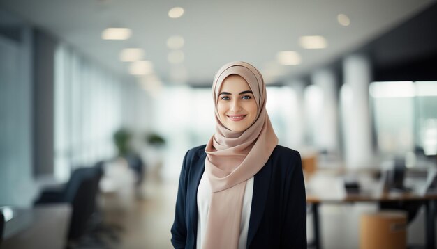 Femme d'affaires musulmane travaillant dans un bureau