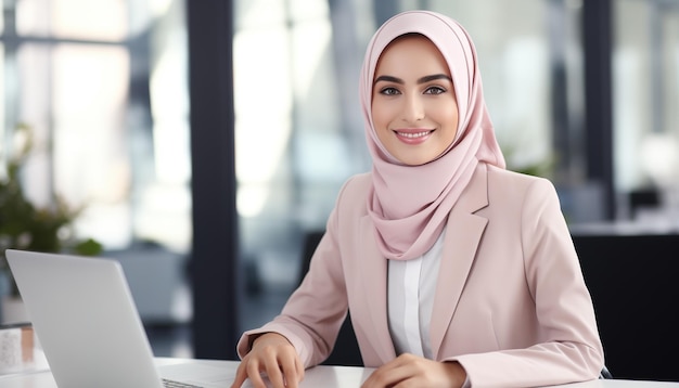 Femme d'affaires musulmane travaillant dans un bureau