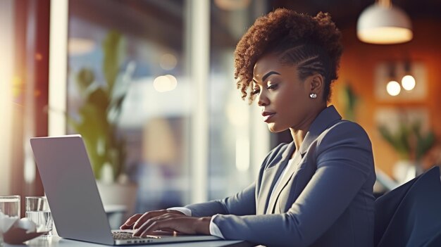 Femme d'affaires avec ordinateur portable