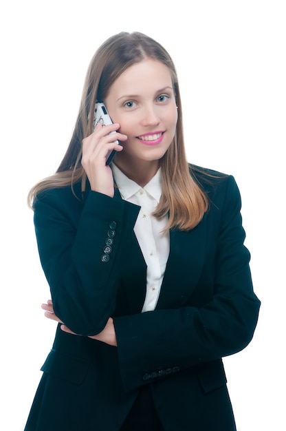 Femme d'affaires parlant au téléphone