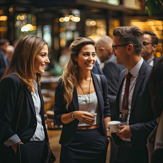 une femme d'affaires avec une photo de groupe