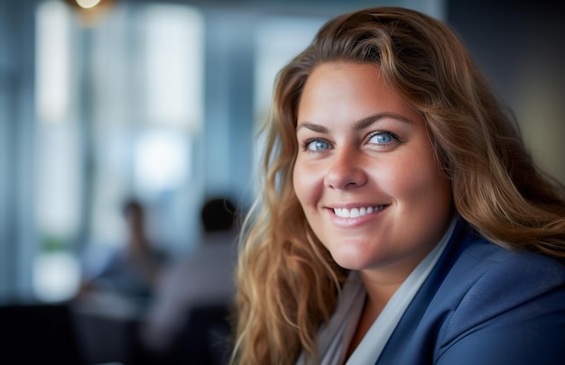 Une femme d'affaires portant des vêtements formels dans son bureau d'affaires